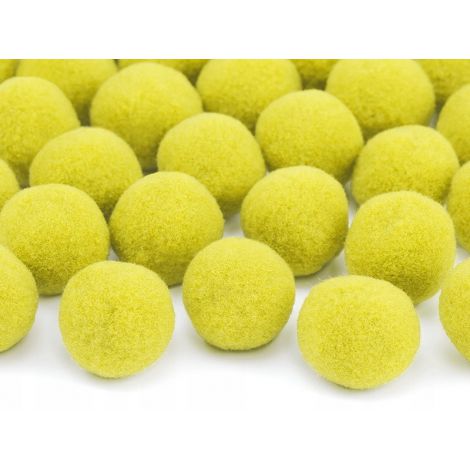 Pompony pluszowe PartyDeco 2cm Żółte